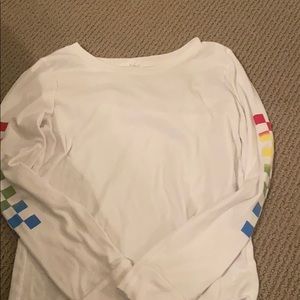 girls rainbow long checkered tee